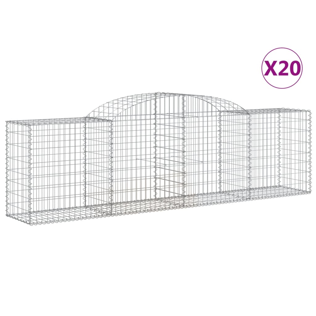 vidaXL Kosze gabionowe, 20 szt, 300x50x80/100 cm, galwanizowane żelazo