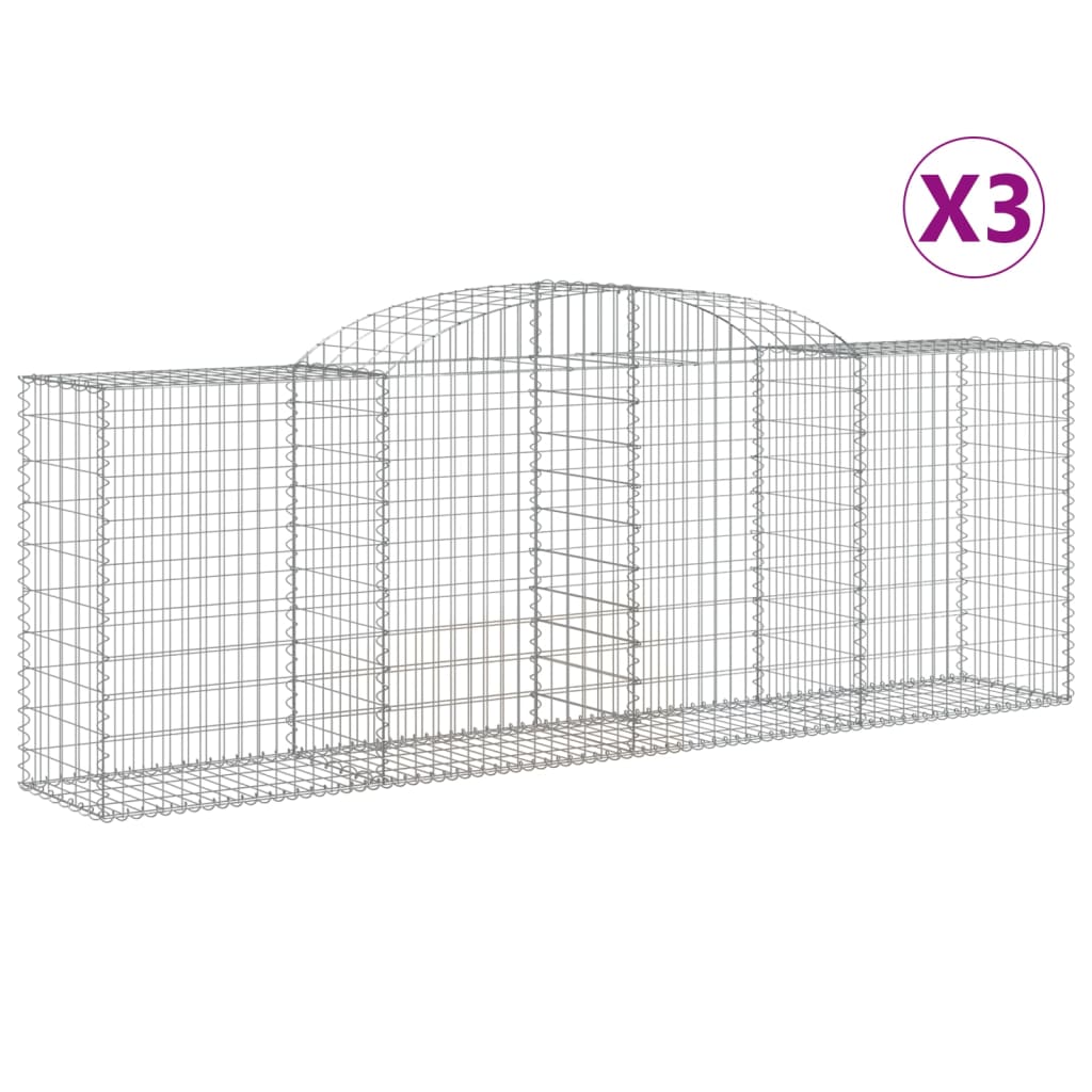 vidaXL Kosze gabionowe, 3 szt, 300x50x100/120 cm, galwanizowane żelazo