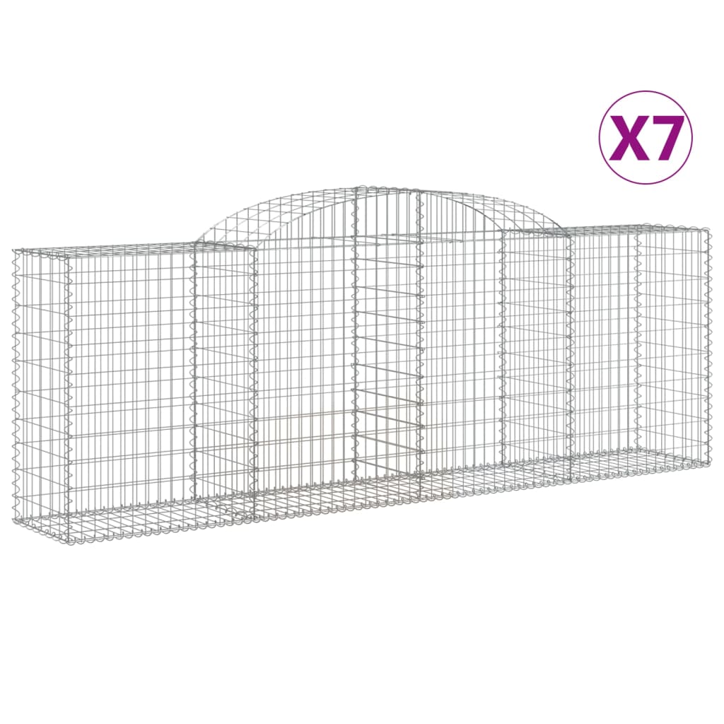 vidaXL Kosze gabionowe, 7 szt, 300x50x100/120 cm, galwanizowane żelazo