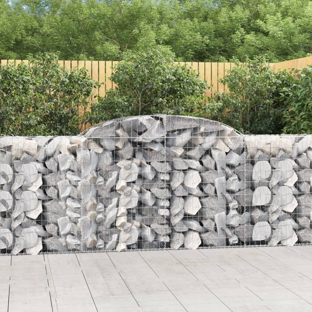 vidaXL Kosze gabionowe, 7 szt, 300x50x100/120 cm, galwanizowane żelazo