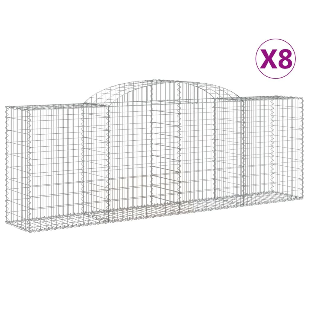 vidaXL Kosze gabionowe, 8 szt, 300x50x100/120 cm, galwanizowane żelazo