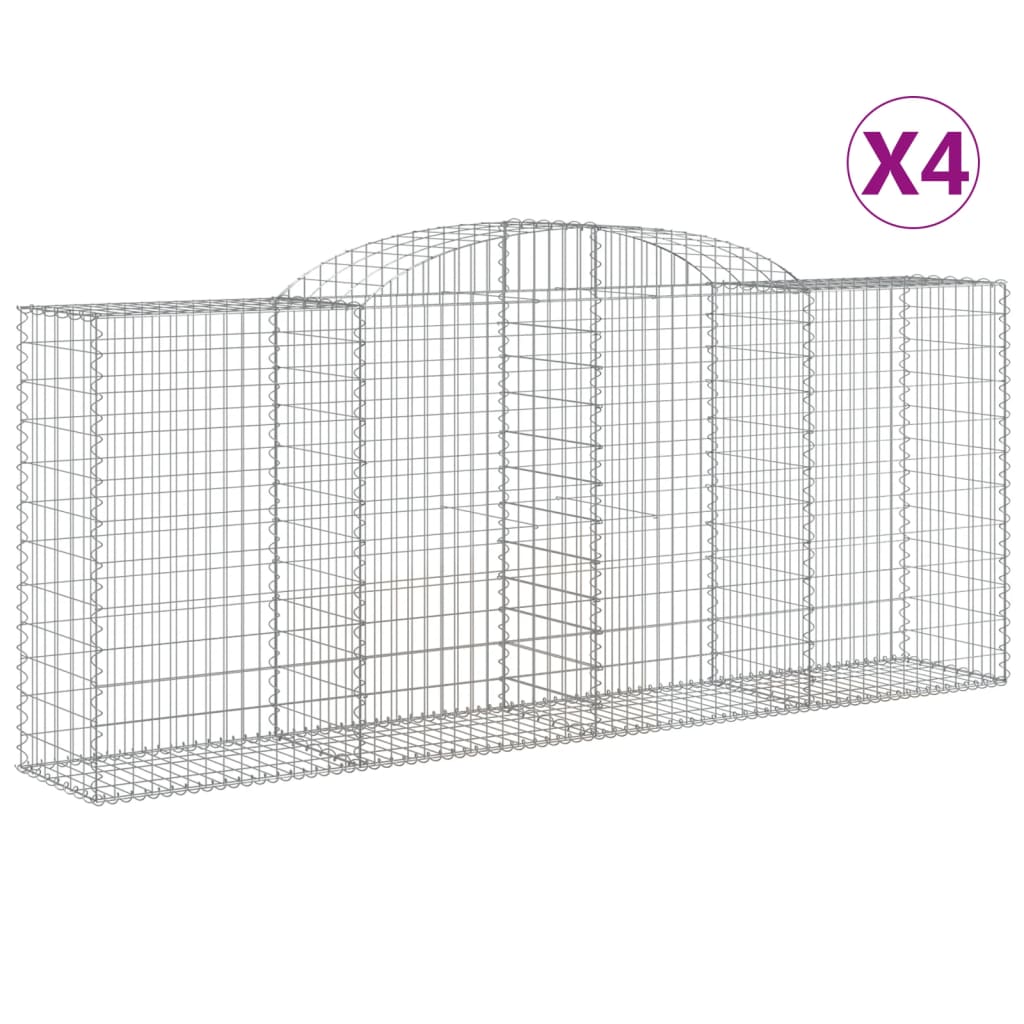 vidaXL Kosze gabionowe, 4 szt, 300x50x120/140 cm, galwanizowane żelazo