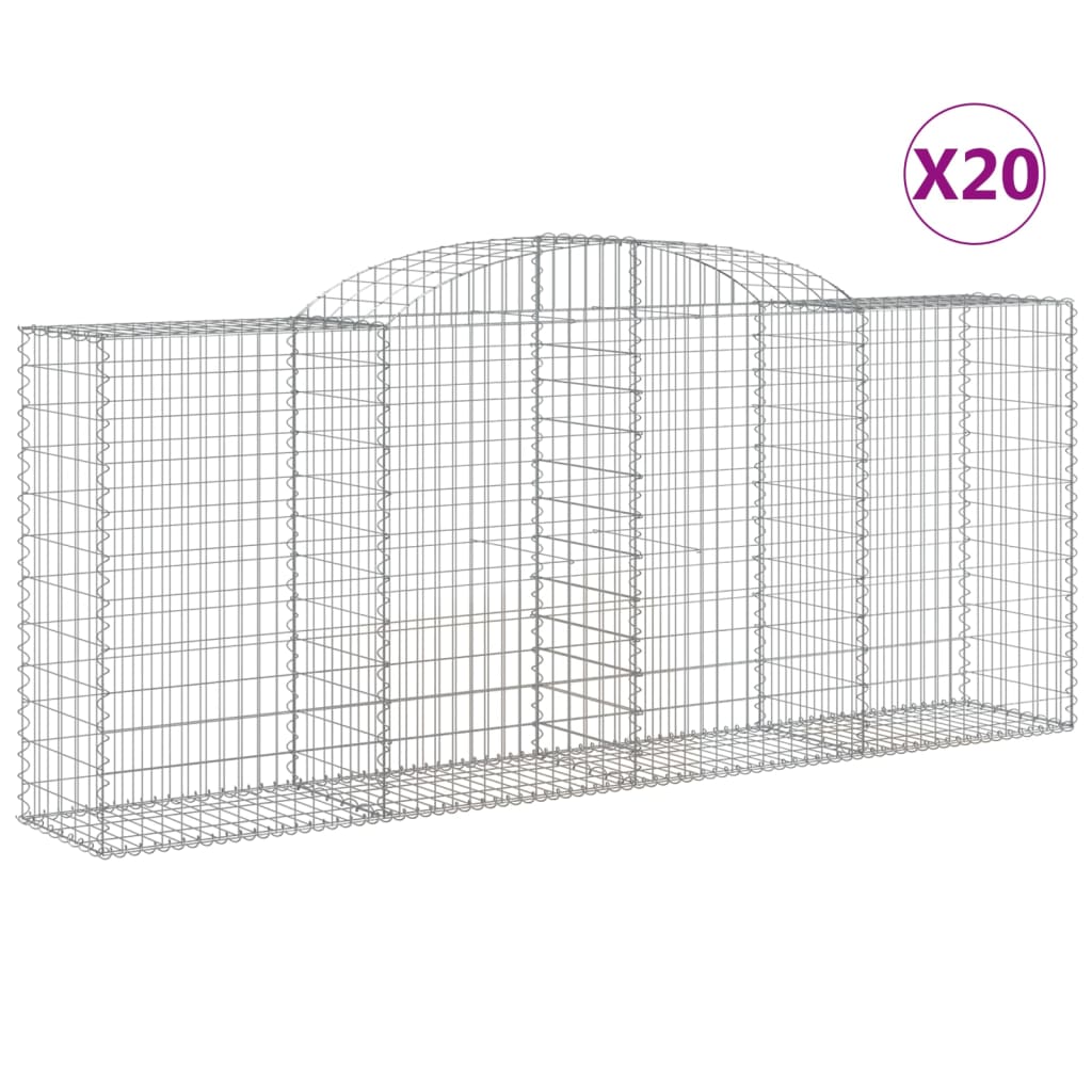 vidaXL Kosze gabionowe, 20 szt, 300x50x120/140cm, galwanizowane żelazo
