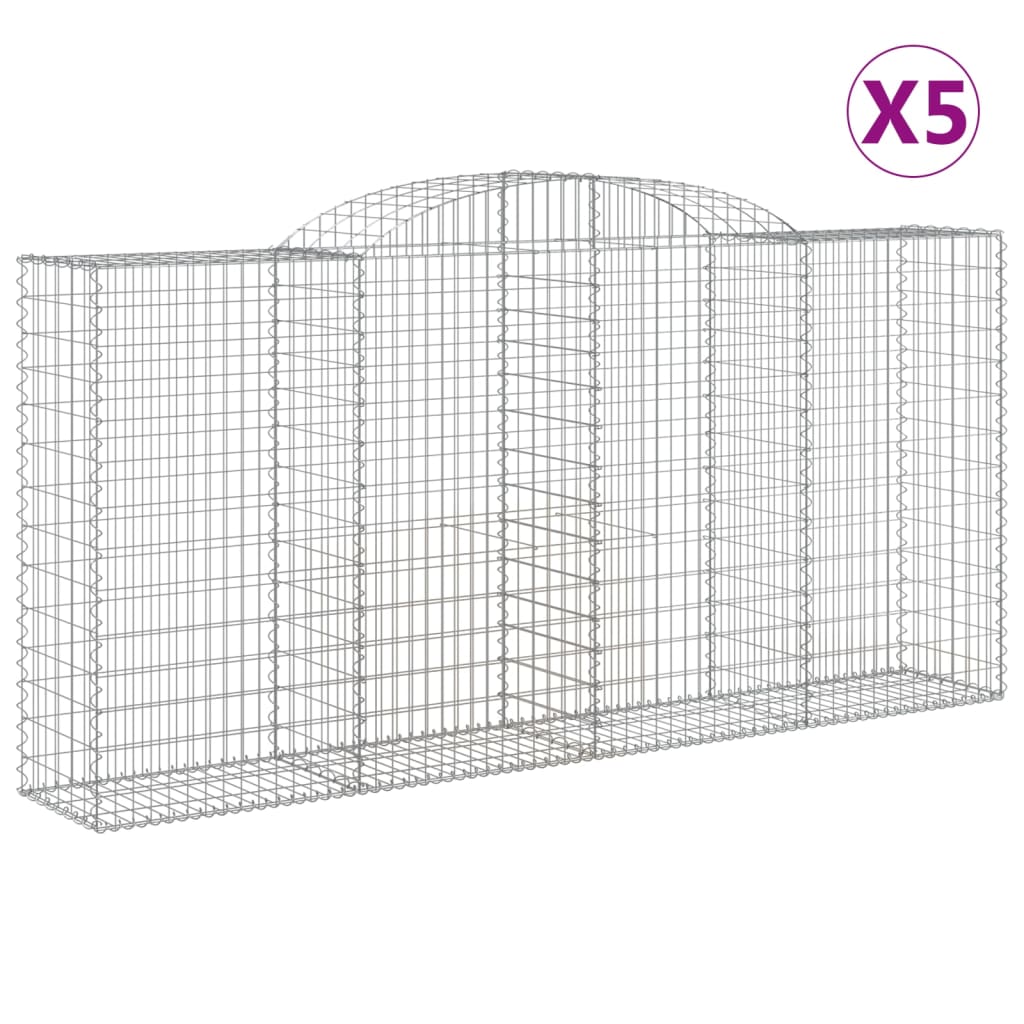 vidaXL Kosze gabionowe, 5 szt, 300x50x140/160 cm, galwanizowane żelazo