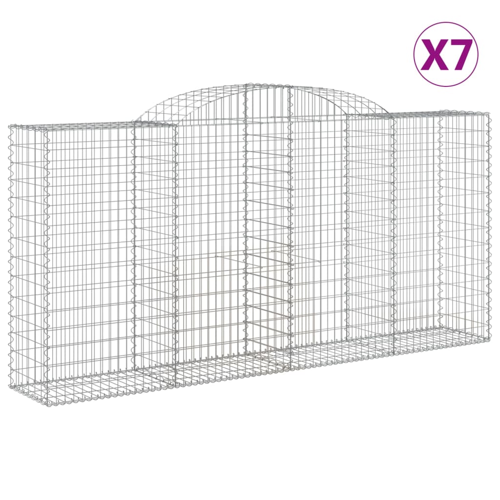 vidaXL Kosze gabionowe, 7 szt, 300x50x140/160 cm, galwanizowane żelazo