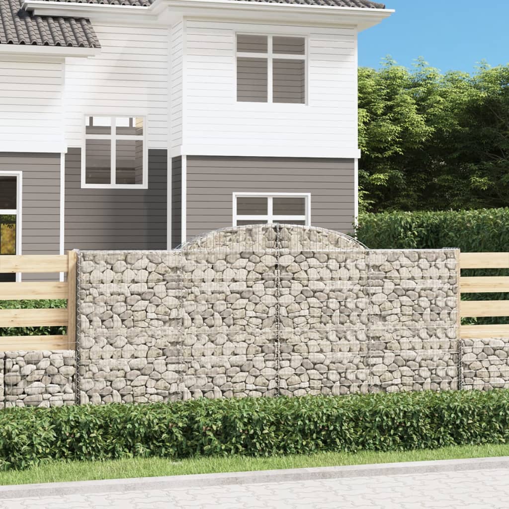 vidaXL Kosze gabionowe, 7 szt, 300x50x140/160 cm, galwanizowane żelazo