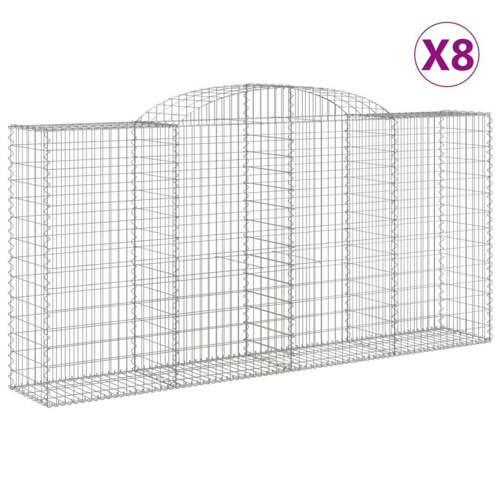 vidaXL Kosze gabionowe, 8 szt, 300x50x140/160 cm, galwanizowane żelazo