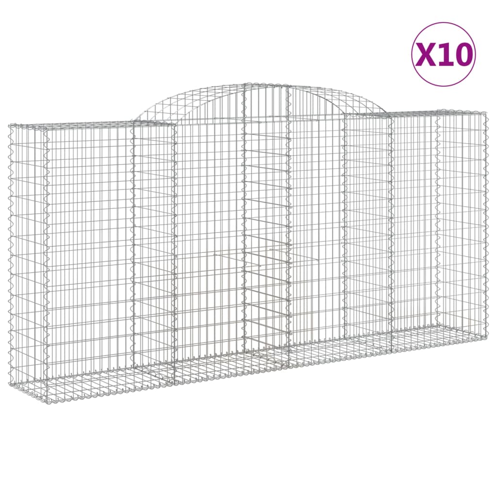 vidaXL Kosze gabionowe, 10 szt, 300x50x140/160cm, galwanizowane żelazo