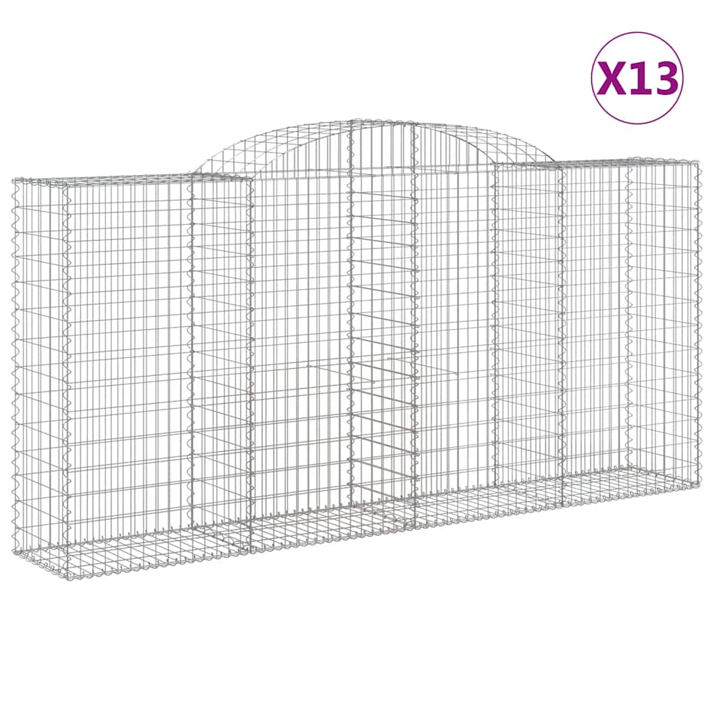 vidaXL Kosze gabionowe, 13 szt, 300x50x140/160cm, galwanizowane żelazo