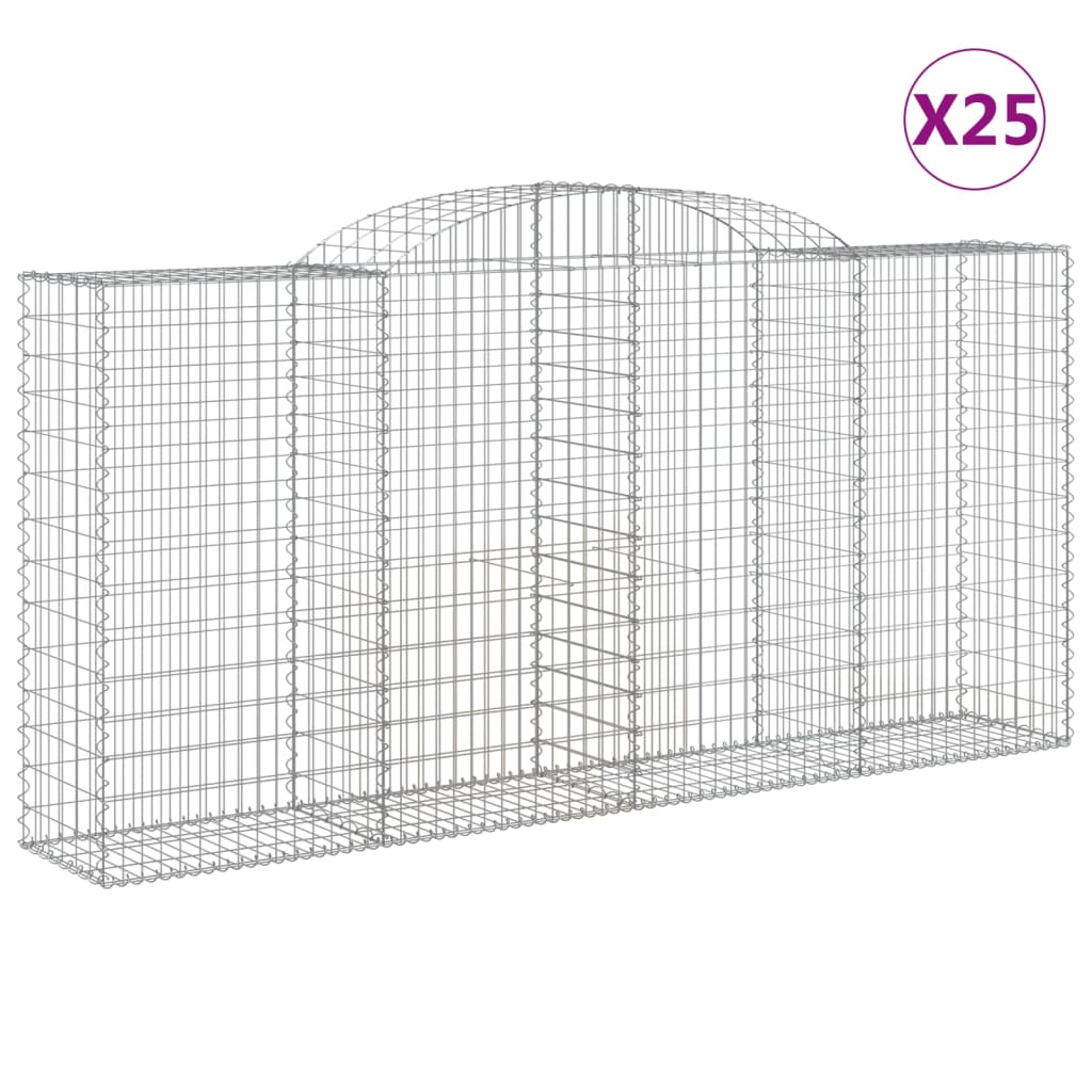 vidaXL Kosze gabionowe, 25 szt, 300x50x140/160cm, galwanizowane żelazo