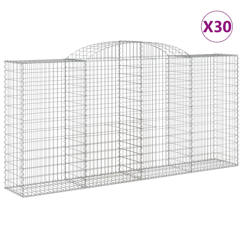 vidaXL Kosze gabionowe, 30 szt, 300x50x140/160cm, galwanizowane żelazo