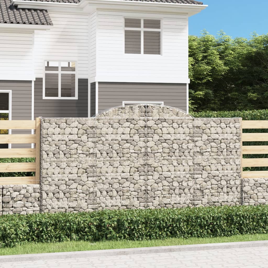 vidaXL Kosze gabionowe, 7 szt, 300x50x160/180 cm, galwanizowane żelazo