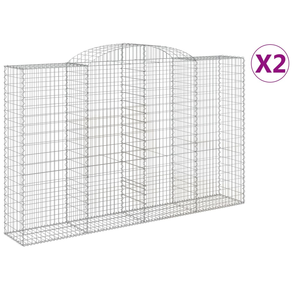vidaXL Kosze gabionowe, 2 szt, 300x50x180/200 cm, galwanizowane żelazo