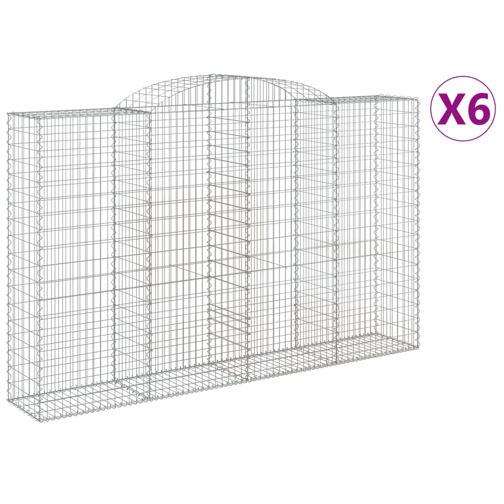 vidaXL Kosze gabionowe, 6 szt, 300x50x180/200 cm, galwanizowane żelazo