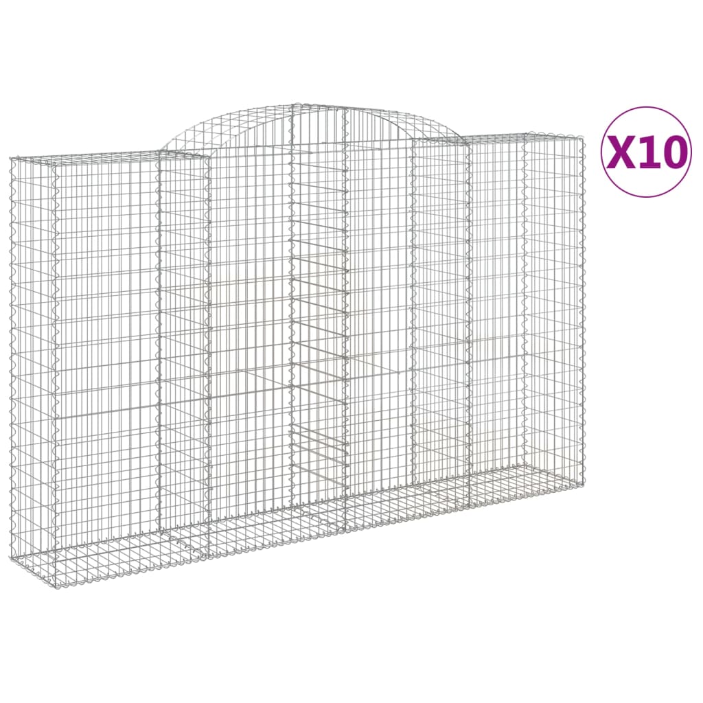 vidaXL Kosze gabionowe, 10 szt, 300x50x180/200cm, galwanizowane żelazo