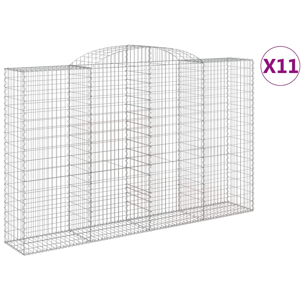 vidaXL Kosze gabionowe, 11 szt, 300x50x180/200cm, galwanizowane żelazo