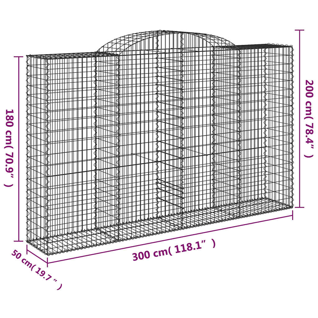 vidaXL Kosze gabionowe, 15 szt, 300x50x180/200cm, galwanizowane żelazo