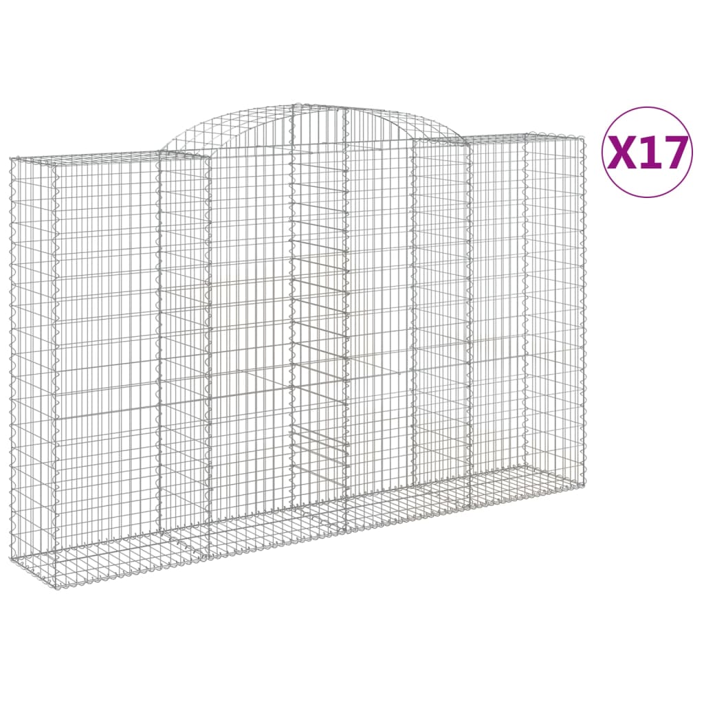 vidaXL Kosze gabionowe, 17 szt, 300x50x180/200cm, galwanizowane żelazo