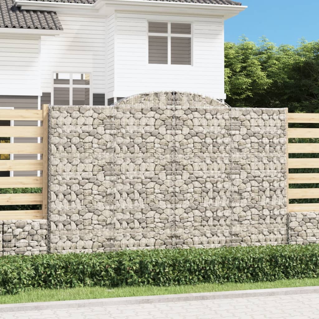 vidaXL Kosze gabionowe, 3 szt, 300x50x200/220 cm, galwanizowane żelazo
