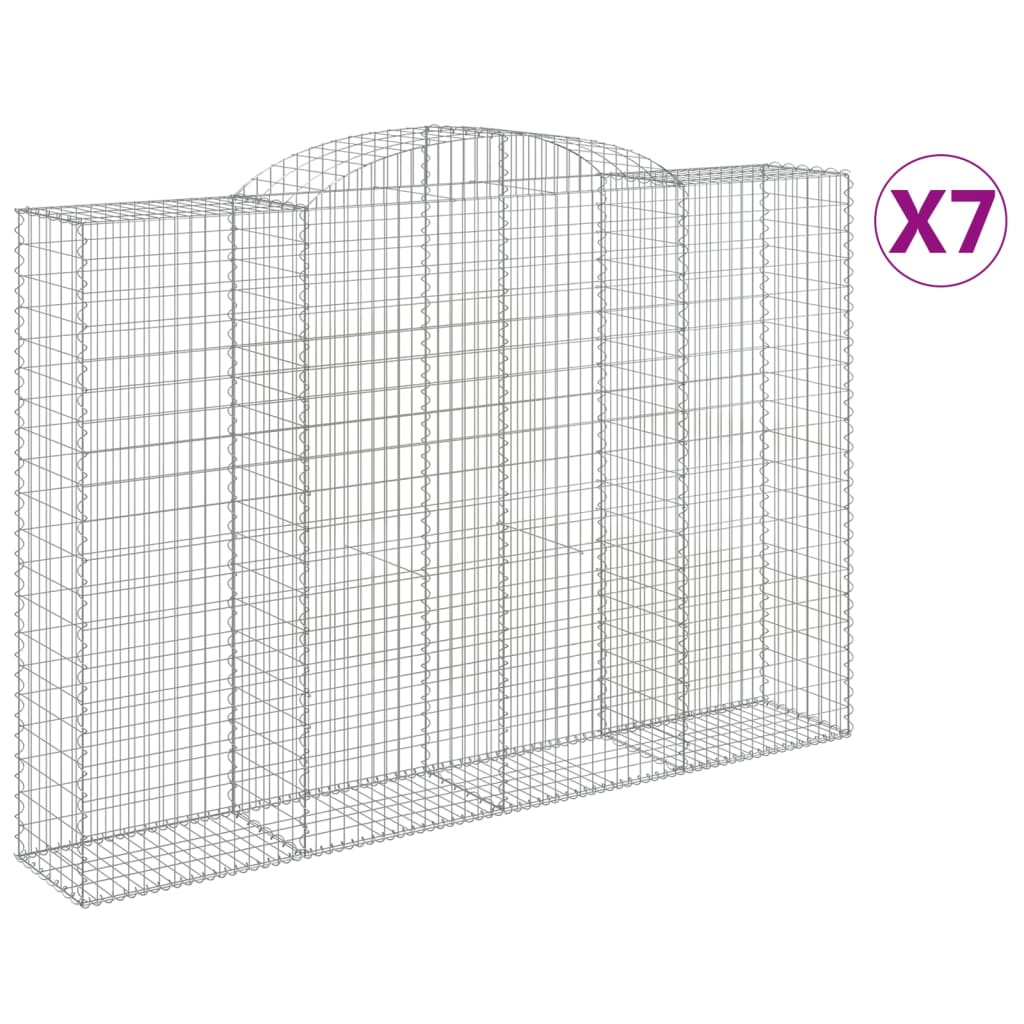 vidaXL Kosze gabionowe, 7 szt, 300x50x200/220 cm, galwanizowane żelazo