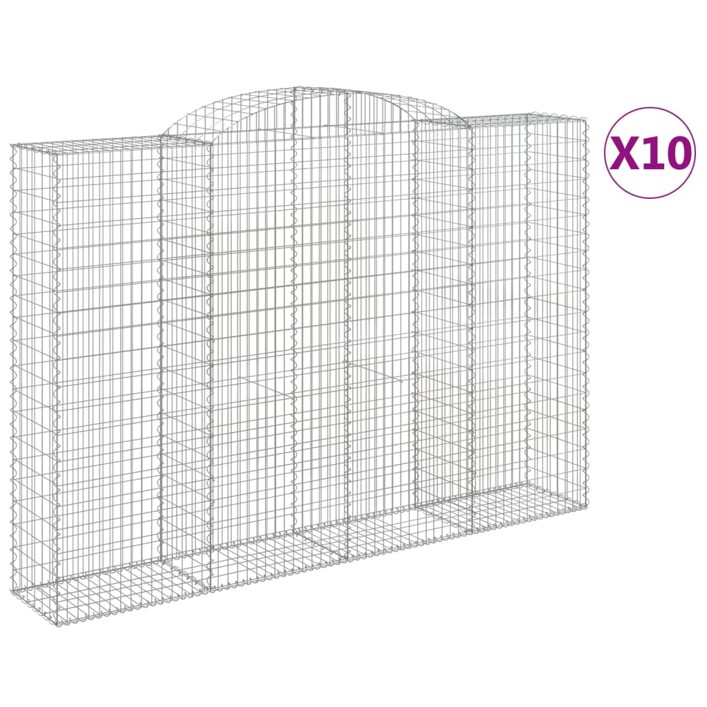 vidaXL Kosze gabionowe, 10 szt, 300x50x200/220cm, galwanizowane żelazo