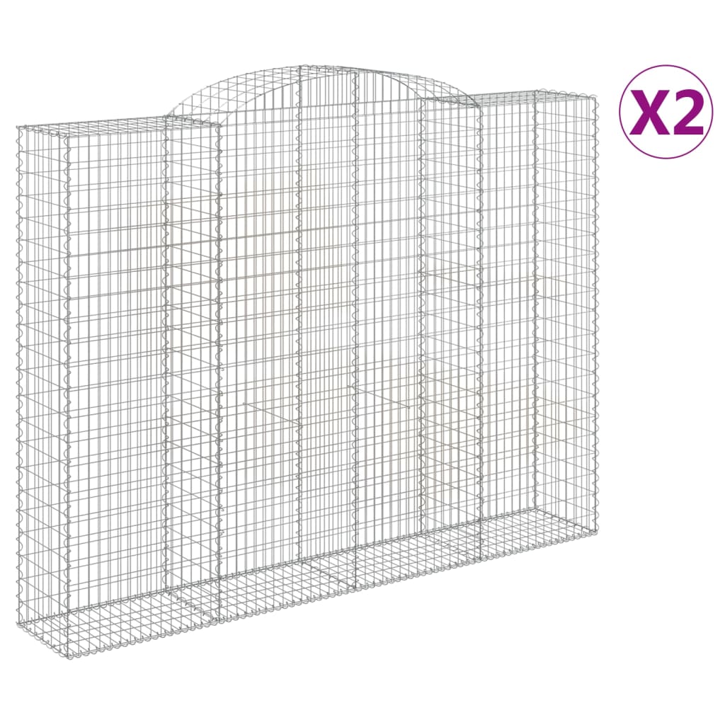 vidaXL Kosze gabionowe, 2 szt, 300x50x220/240 cm, galwanizowane żelazo