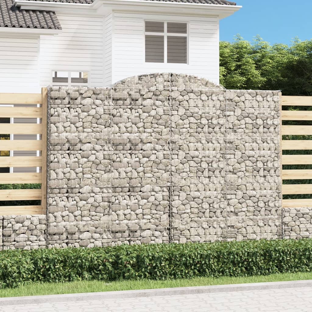 vidaXL Kosze gabionowe, 3 szt, 300x50x220/240 cm, galwanizowane żelazo