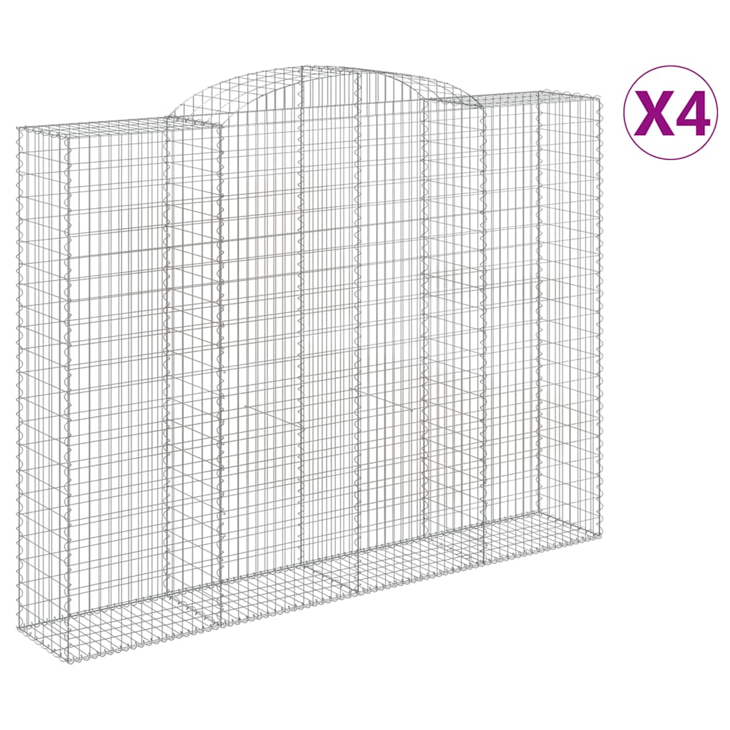 vidaXL Kosze gabionowe, 4 szt, 300x50x220/240 cm, galwanizowane żelazo