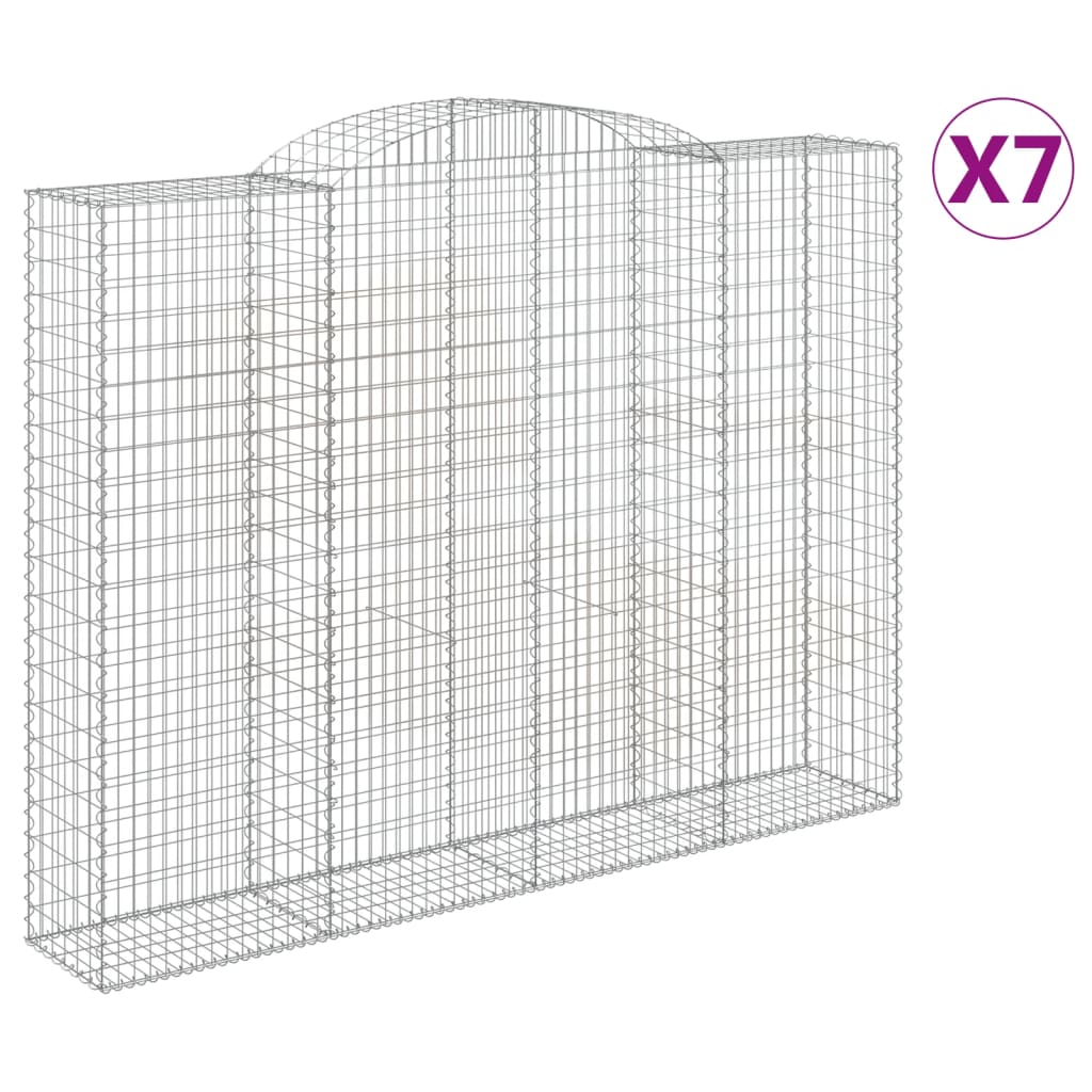 vidaXL Kosze gabionowe, 7 szt, 300x50x220/240 cm, galwanizowane żelazo