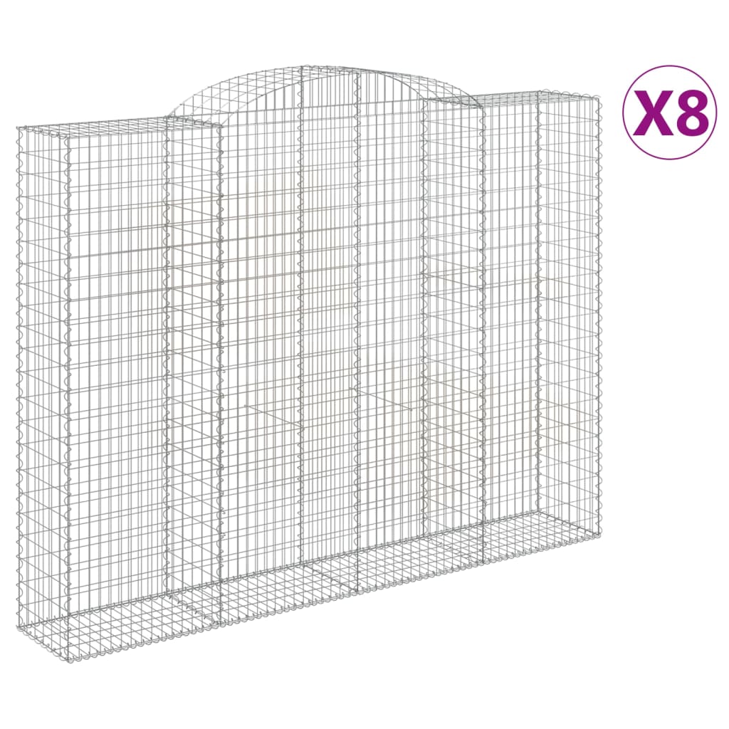 vidaXL Kosze gabionowe, 8 szt, 300x50x220/240 cm, galwanizowane żelazo