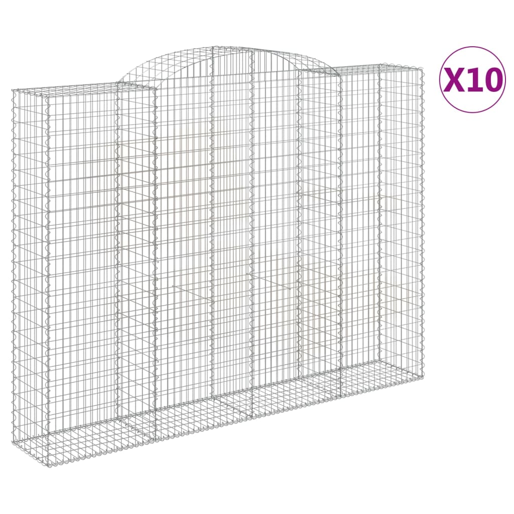 vidaXL Kosze gabionowe, 10 szt, 300x50x220/240cm, galwanizowane żelazo