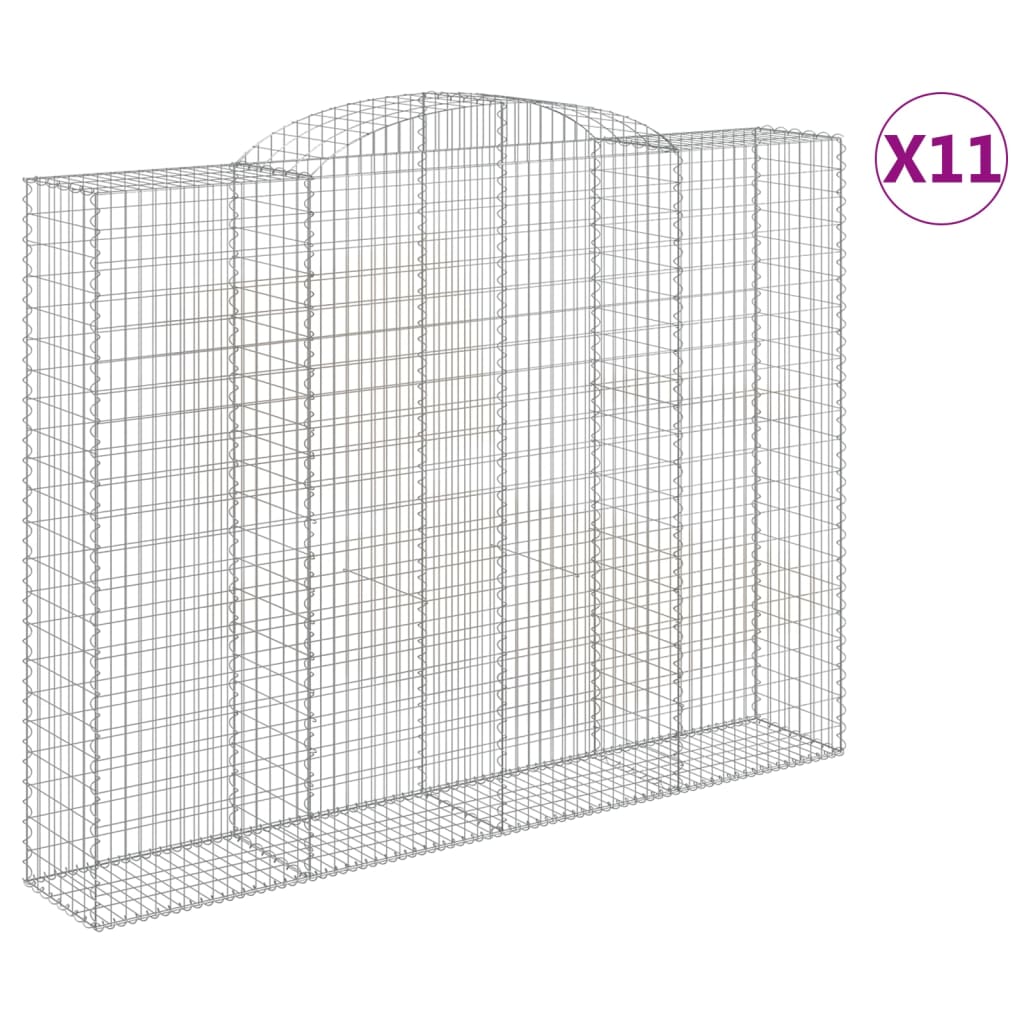 vidaXL Kosze gabionowe, 11 szt, 300x50x220/240cm, galwanizowane żelazo