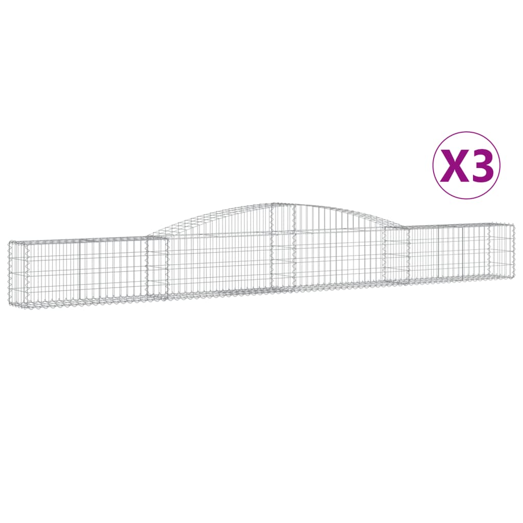 vidaXL Kosze gabionowe, 3 szt, 400x30x40/60 cm, galwanizowane żelazo