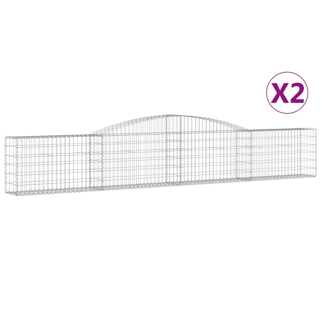 vidaXL Kosze gabionowe, 2 szt, 400x30x60/80 cm, galwanizowane żelazo