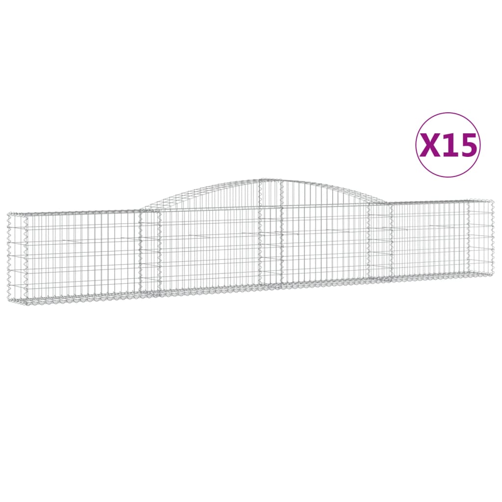 vidaXL Kosze gabionowe, 15 szt, 400x30x60/80 cm, galwanizowane żelazo