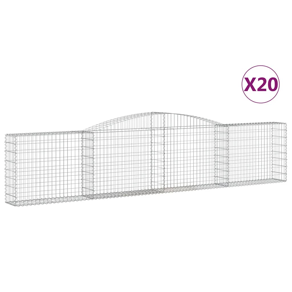 vidaXL Kosze gabionowe, 20 szt, 400x30x80/100 cm, galwanizowane żelazo