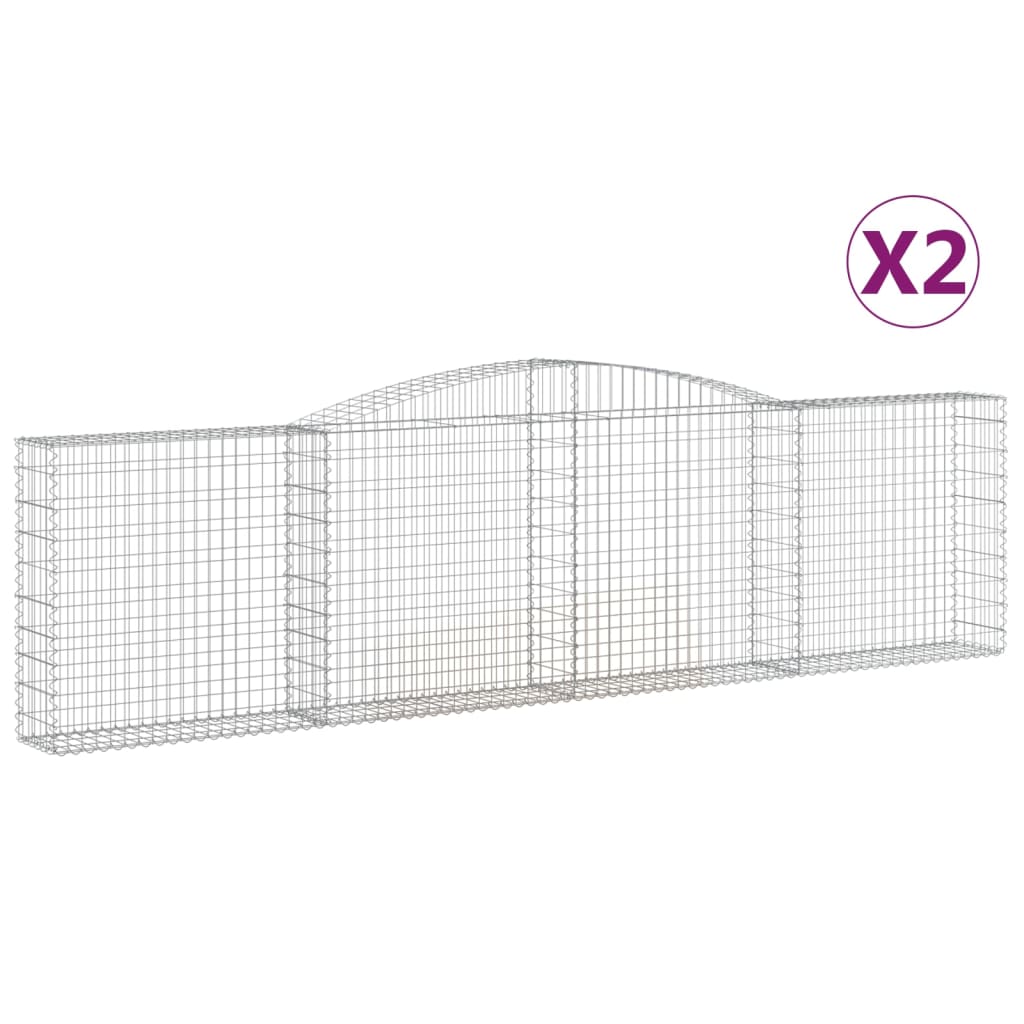 vidaXL Kosze gabionowe, 2 szt, 400x30x100/120 cm, galwanizowane żelazo