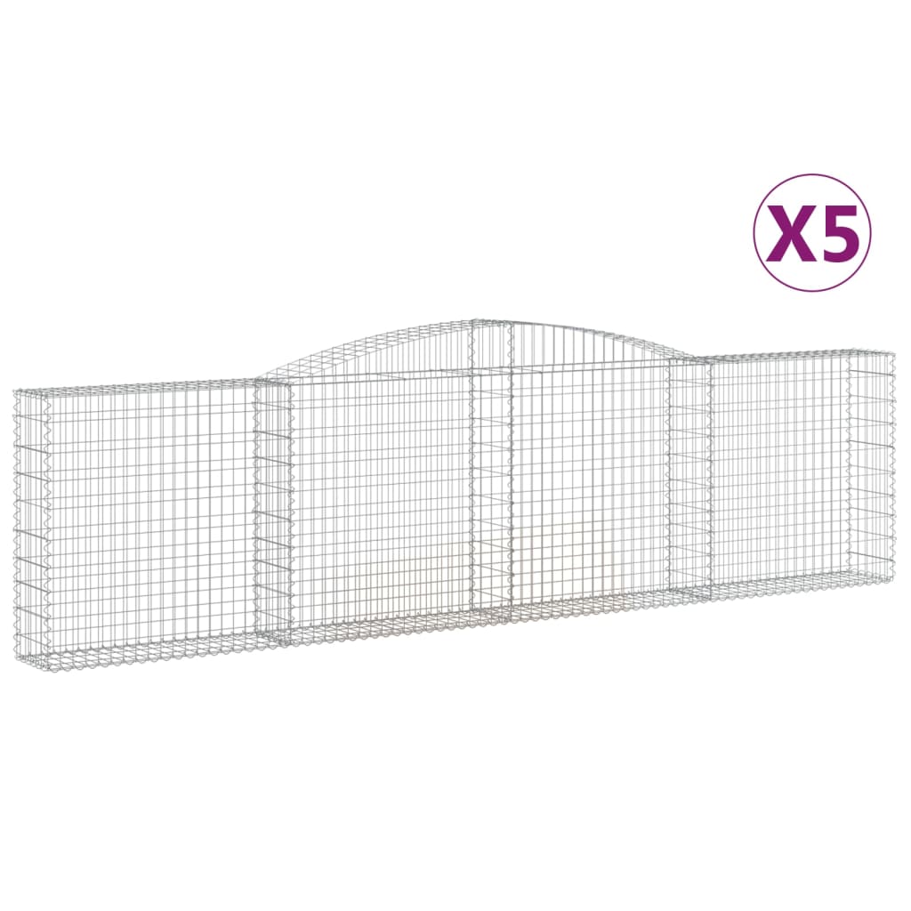 vidaXL Kosze gabionowe, 5 szt, 400x30x100/120 cm, galwanizowane żelazo