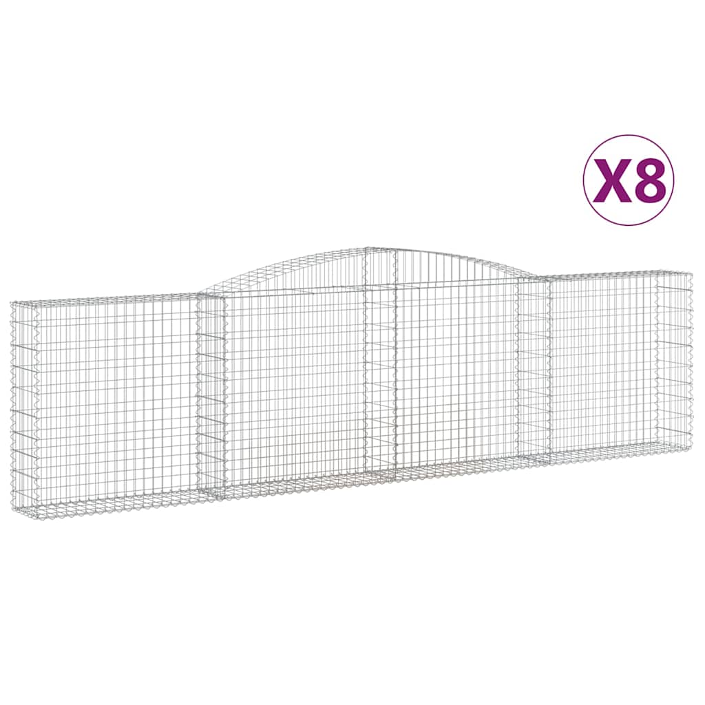 vidaXL Kosze gabionowe, 8 szt, 400x30x100/120 cm, galwanizowane żelazo