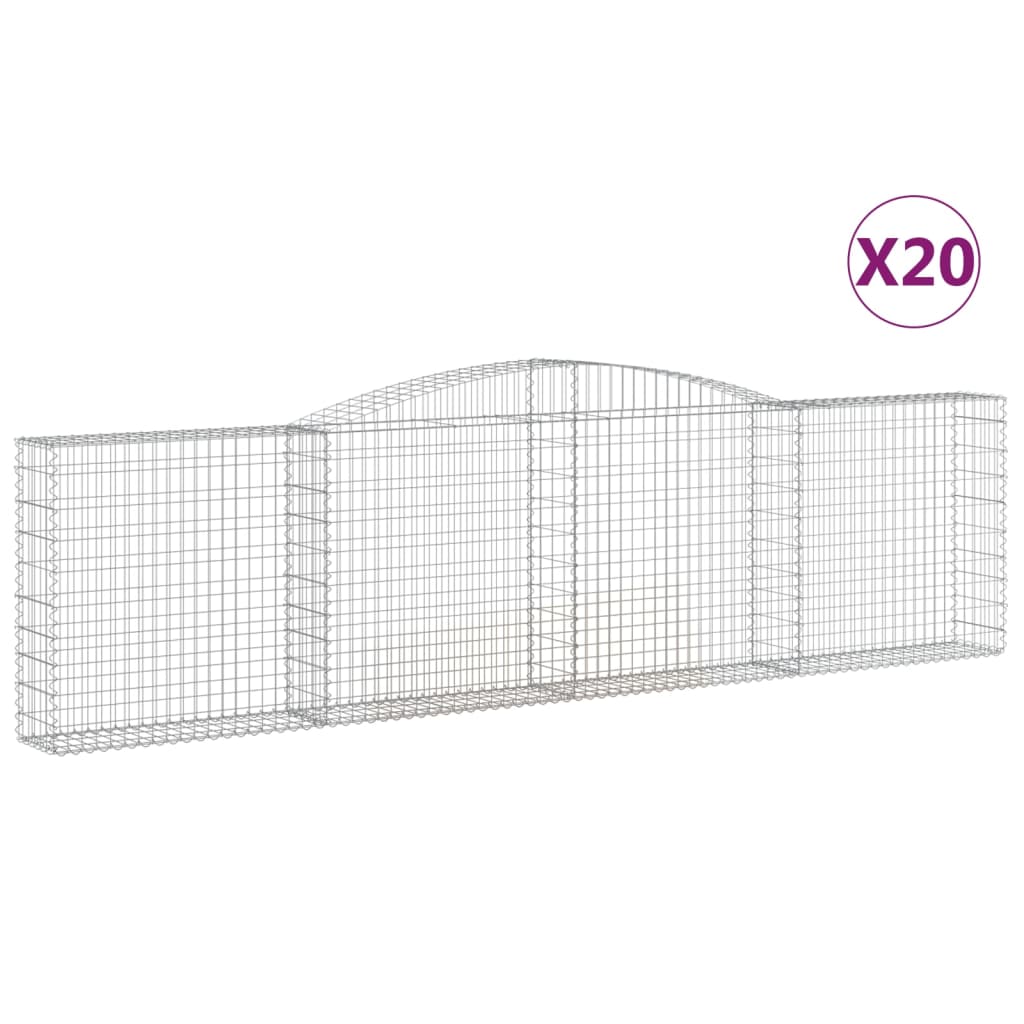 vidaXL Kosze gabionowe, 20 szt, 400x30x100/120cm, galwanizowane żelazo