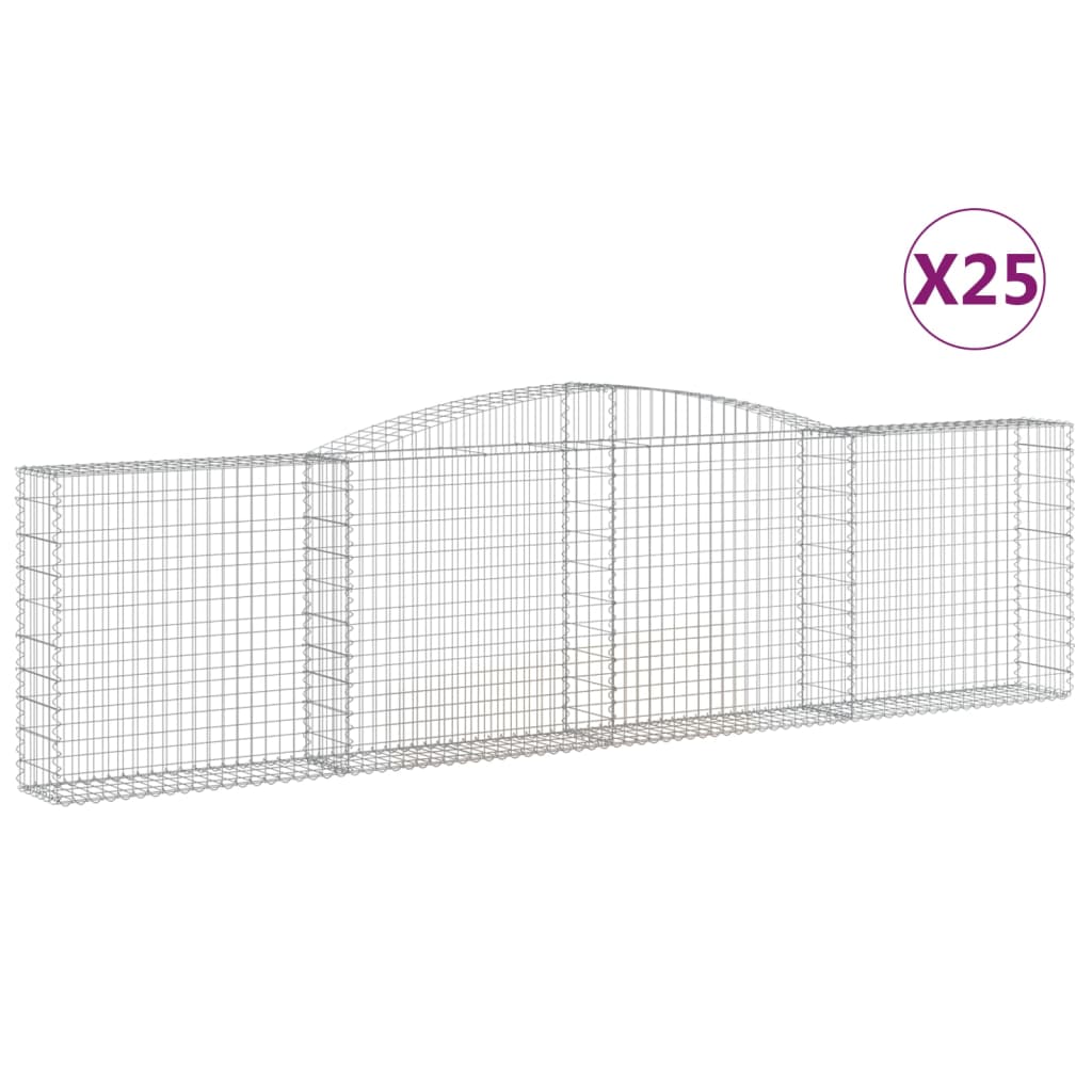 vidaXL Kosze gabionowe, 25 szt, 400x30x100/120cm, galwanizowane żelazo