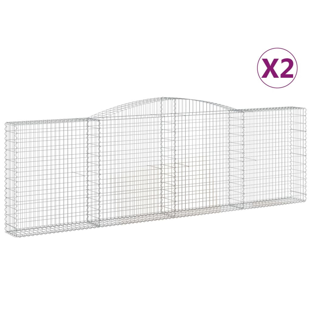 vidaXL Kosze gabionowe, 2 szt, 400x30x120/140 cm, galwanizowane żelazo