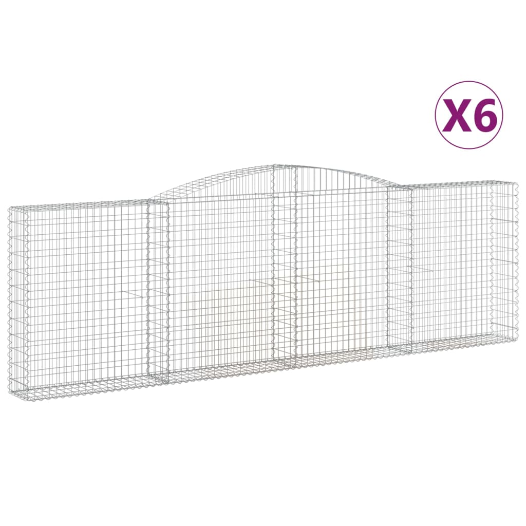 vidaXL Kosze gabionowe, 6 szt, 400x30x120/140 cm, galwanizowane żelazo