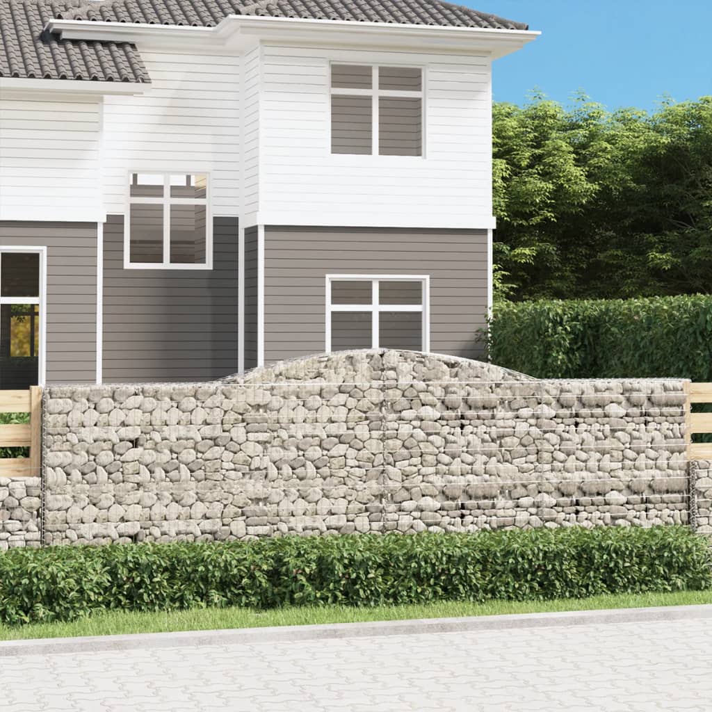 vidaXL Kosze gabionowe, 8 szt, 400x30x120/140 cm, galwanizowane żelazo