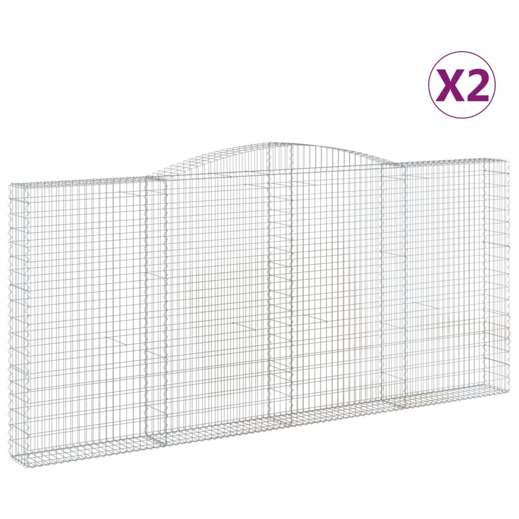 vidaXL Kosze gabionowe, 2 szt, 400x30x180/200 cm, galwanizowane żelazo