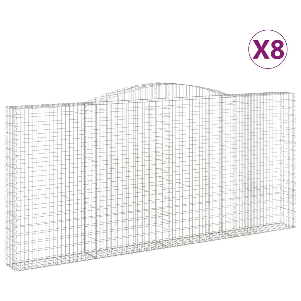 vidaXL Kosze gabionowe, 8 szt, 400x30x180/200 cm, galwanizowane żelazo