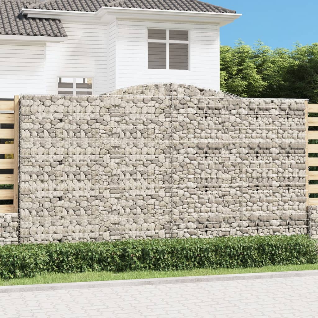 vidaXL Kosze gabionowe, 4 szt, 400x30x220/240 cm, galwanizowane żelazo
