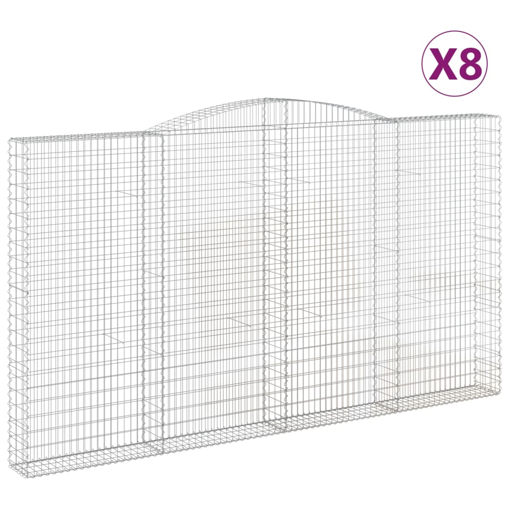 vidaXL Kosze gabionowe, 8 szt, 400x30x220/240 cm, galwanizowane żelazo