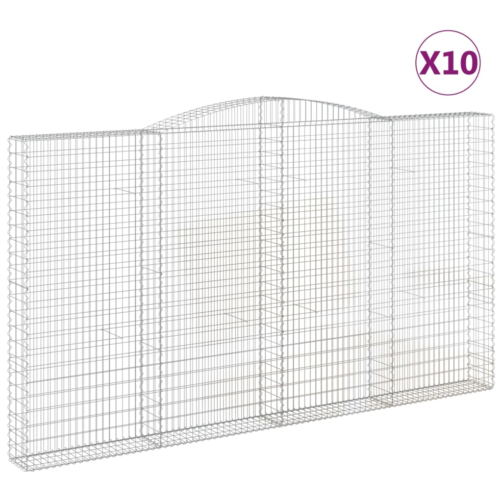 vidaXL Kosze gabionowe, 10 szt, 400x30x220/240cm, galwanizowane żelazo