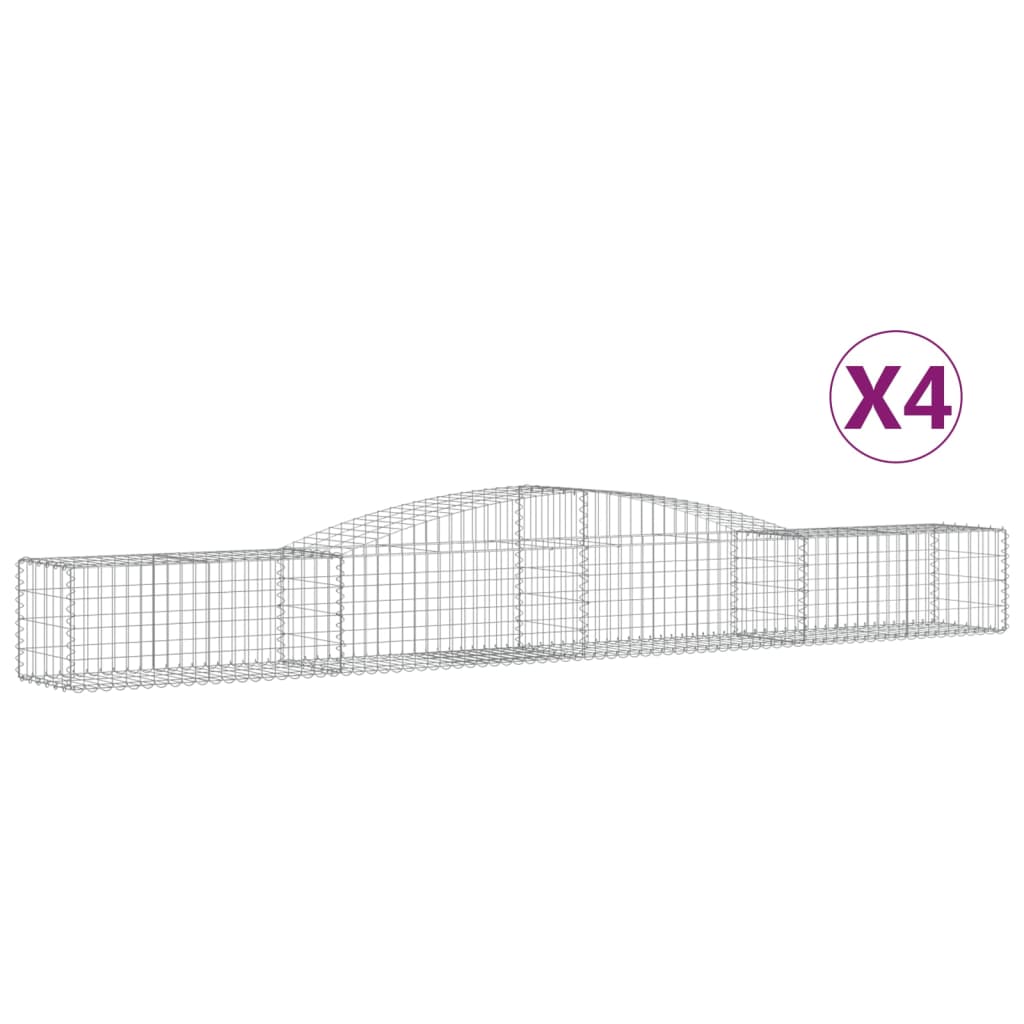 vidaXL Kosze gabionowe, 4 szt, 400x50x40/60 cm, galwanizowane żelazo
